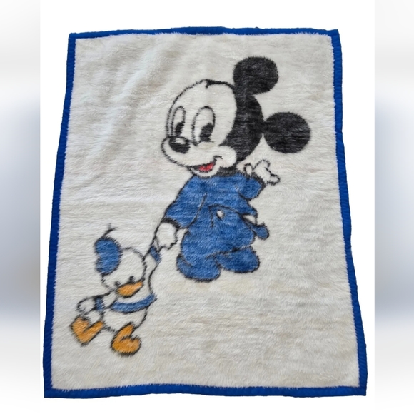 Biederlack Other - Vtg 80s Walt Disney Mickey Mouse Biederlack Baby Fleece Blanket 1984 Made In USA